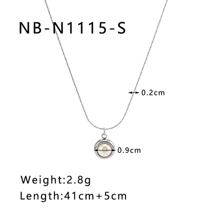 Wholesale Jewelry IG Style Romantic Simple Style Round 304 Stainless Steel Pearl 18K Gold Plated Three-Dimensional Inlay Pendant Necklace