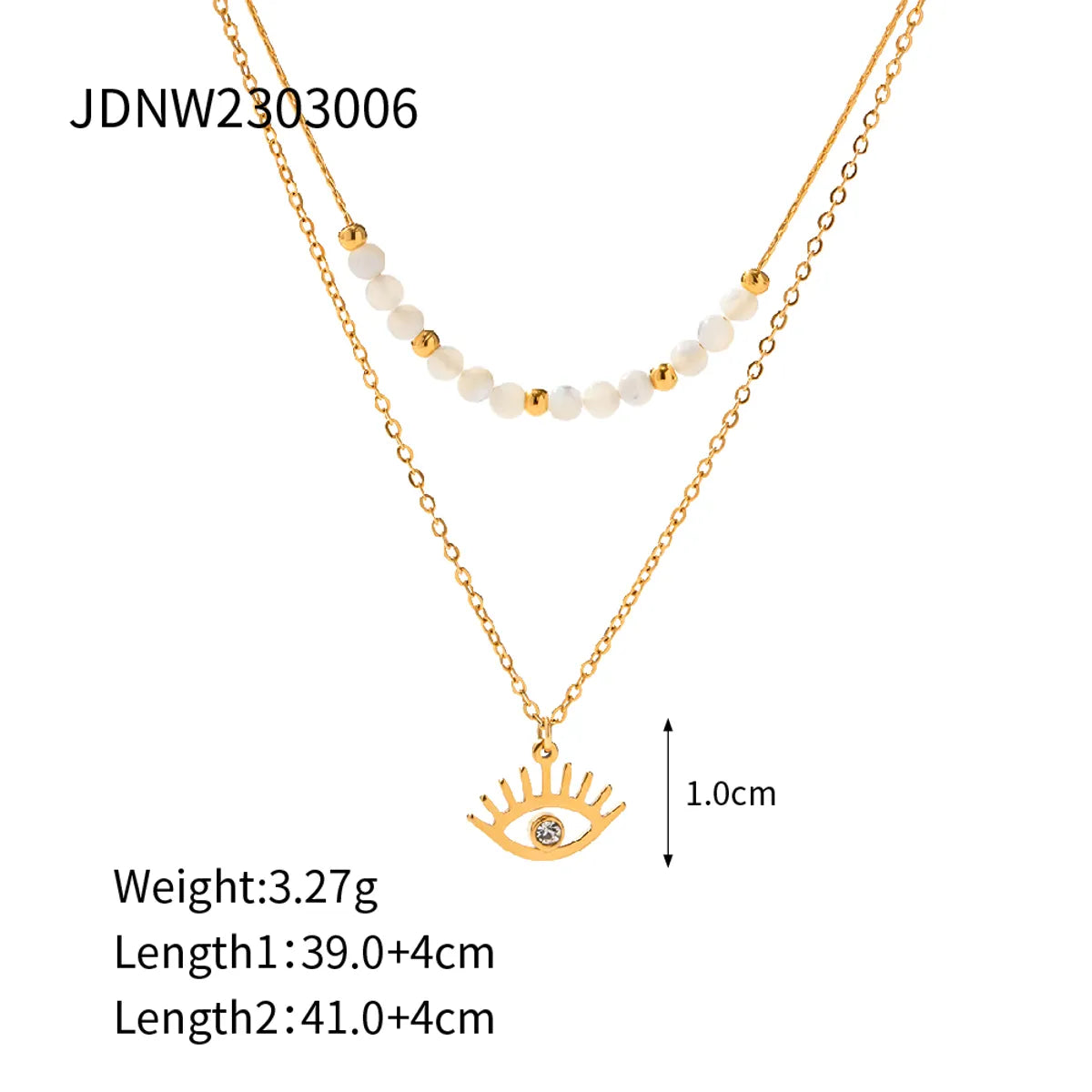 304 Stainless Steel 18K Gold Plated IG Style Simple Style Beaded Hollow Out Inlay Devil's Eye Zircon Double Layer Necklaces