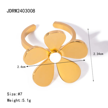 304 Stainless Steel 18K Gold Plated IG Style Simple Style Classic Style Plating Little Daisy Rings