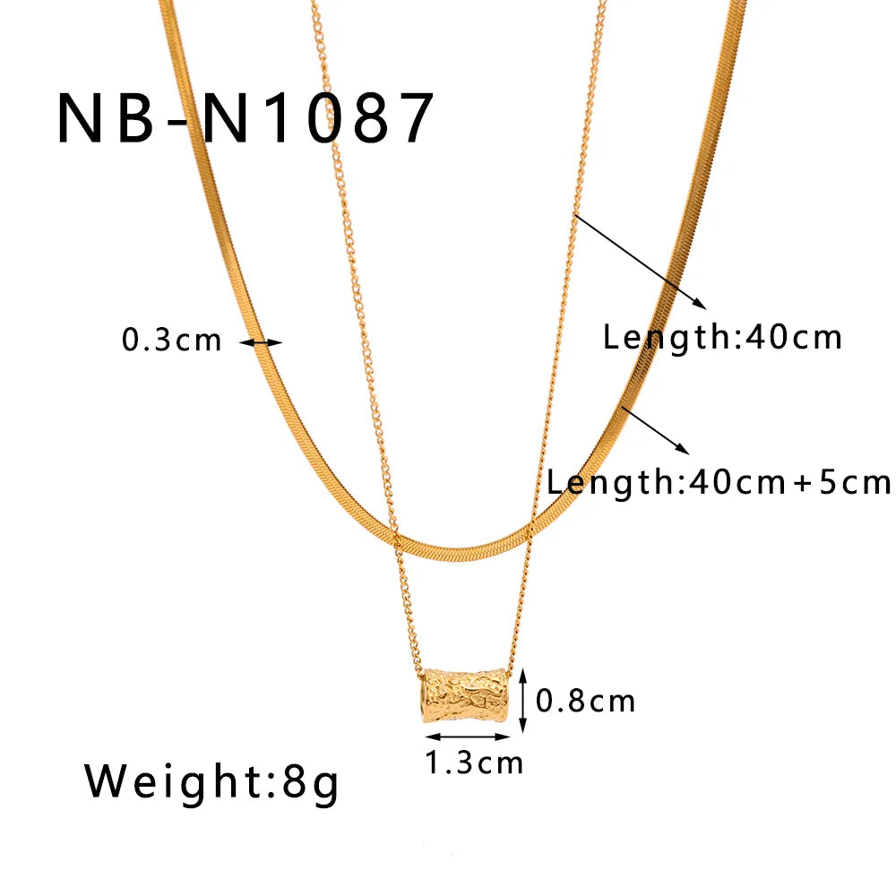 304 Stainless Steel 18K Gold Plated IG Style Simple Style Geometric Double Layer Necklaces