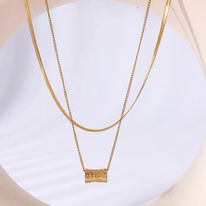 304 Stainless Steel 18K Gold Plated IG Style Simple Style Geometric Double Layer Necklaces