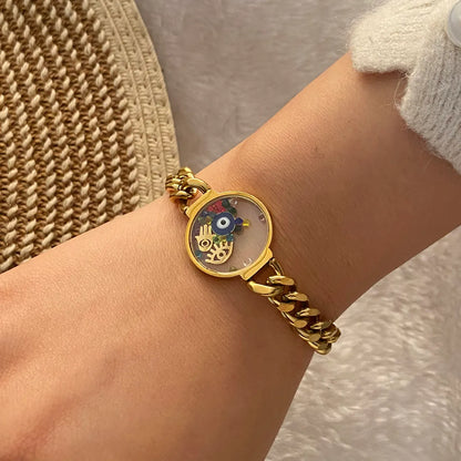 IG Style Simple Style Round Eye Flower 304 Stainless Steel 18K Gold Plated Bracelets In Bulk