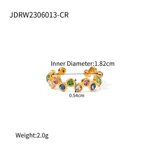 Wholesale Jewelry IG Style Simple Style Round 304 Stainless Steel Zircon 18K Gold Plated Inlay Open Rings