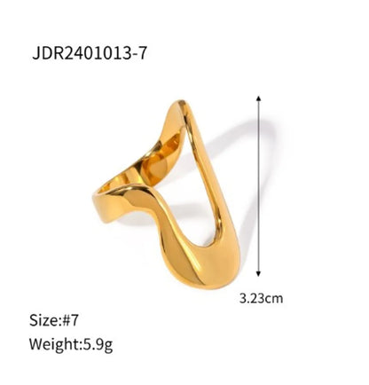 Wholesale Jewelry IG Style Simple Style Solid Color 304 Stainless Steel Titanium Steel 18K Gold Plated Irregular Rings