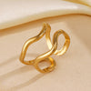 304 Stainless Steel 18K Gold Plated IG Style Simple Style Lines Open Rings