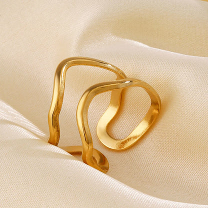 304 Stainless Steel 18K Gold Plated IG Style Simple Style Lines Open Rings