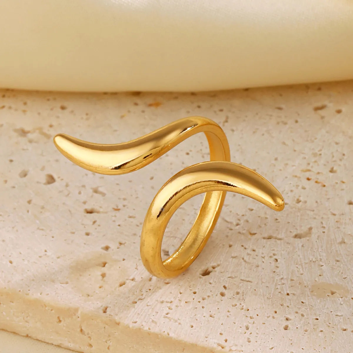 304 Stainless Steel 18K Gold Plated IG Style Simple Style Lines Open Rings