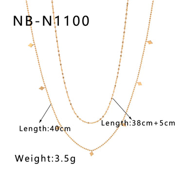 304 Stainless Steel 18K Gold Plated IG Style Simple Style Rhombus Double Layer Necklaces