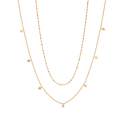 304 Stainless Steel 18K Gold Plated IG Style Simple Style Rhombus Double Layer Necklaces