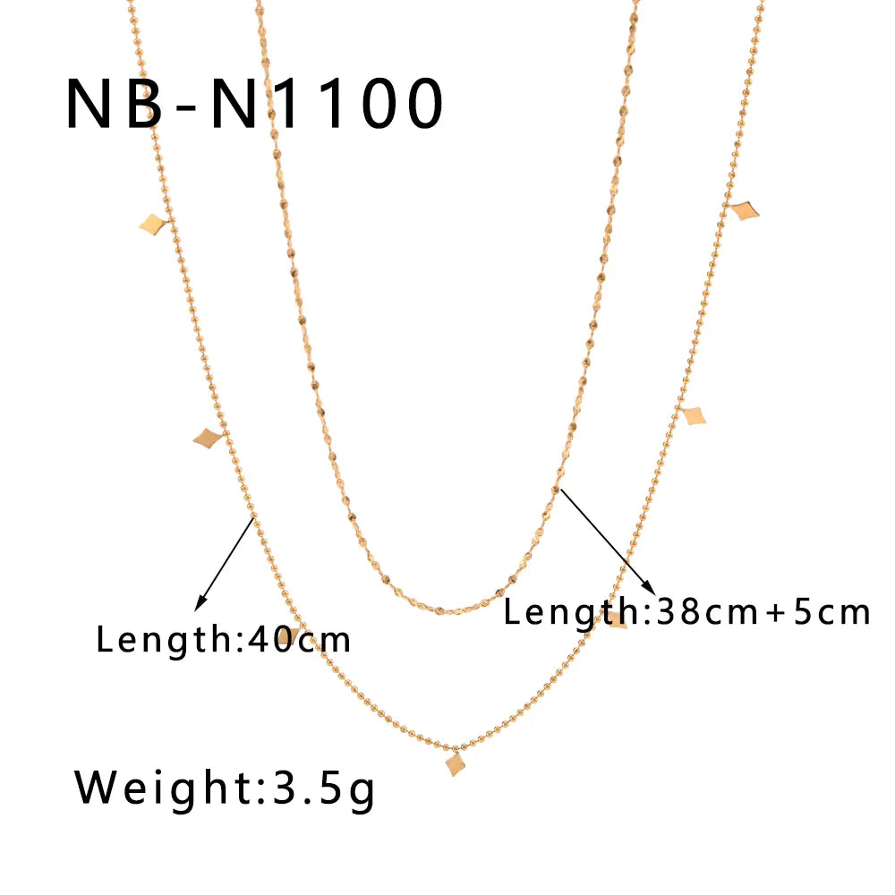 304 Stainless Steel 18K Gold Plated IG Style Simple Style Rhombus Double Layer Necklaces