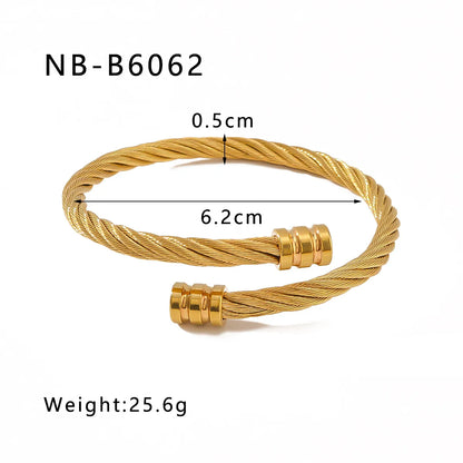 304 Stainless Steel 18K Gold Plated IG Style Simple Style Solid Color Bangle