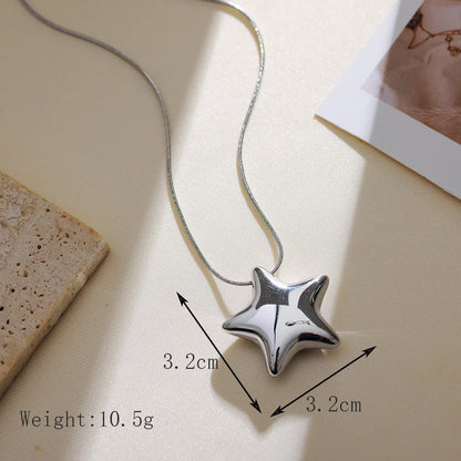 304 Stainless Steel 18K Gold Plated IG Style Simple Style Star Earrings Necklace