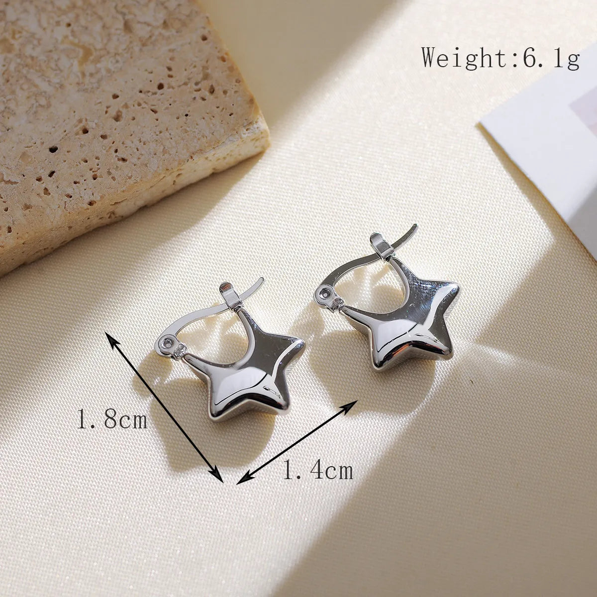 304 Stainless Steel 18K Gold Plated IG Style Simple Style Star Earrings Necklace