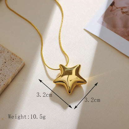 304 Stainless Steel 18K Gold Plated IG Style Simple Style Star Earrings Necklace