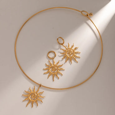 304 Stainless Steel 18K Gold Plated IG Style Simple Style Sun Pendant Necklace