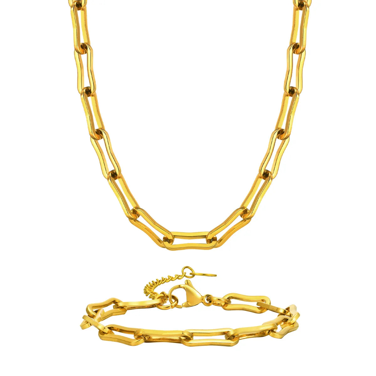 304 Stainless Steel 18K Gold Plated IG Style Streetwear Plating Solid Color Bracelets Necklace