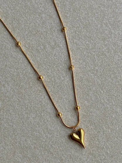 304 Stainless Steel 18K Gold Plated IG Style Sweet Heart Shape Pendant Necklace