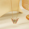 304 Stainless Steel 18K Gold Plated IG Style Sweet Simple Style Butterfly Pendant Necklace