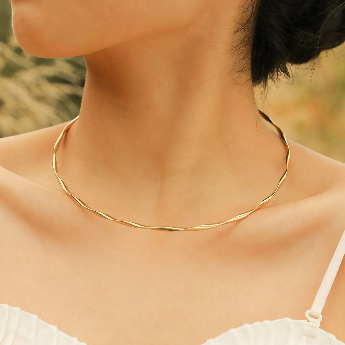 304 Stainless Steel 18K Gold Plated IG Style Twist Choker