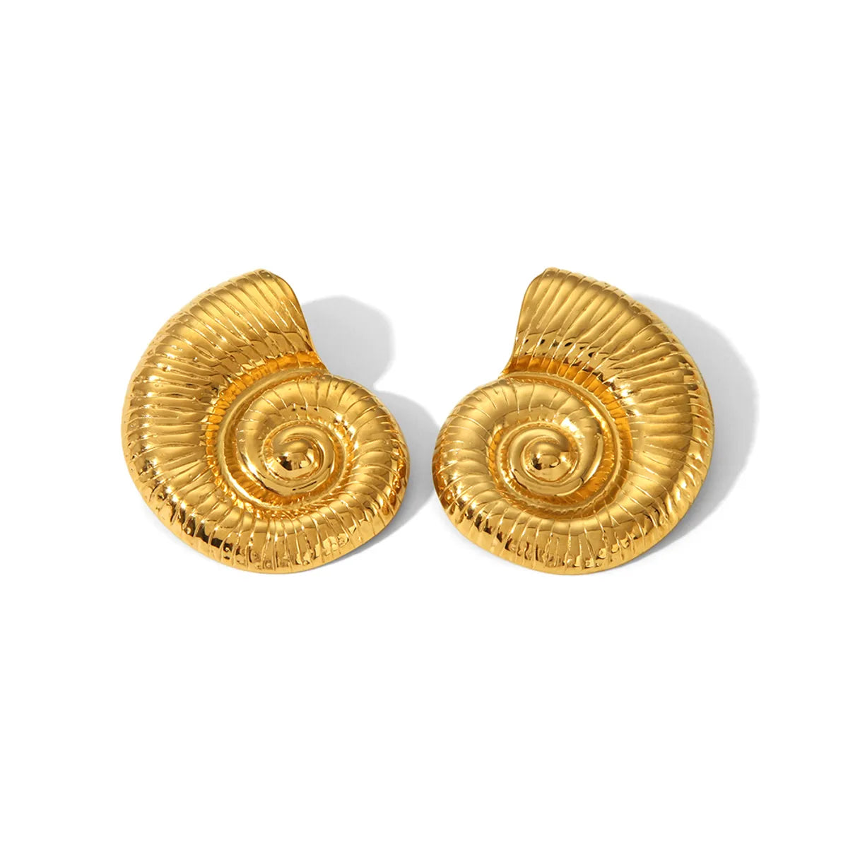 Wholesale Jewelry IG Style Vacation Beach Conch Spiral 304 Stainless Steel 18K Gold Plated Plating Earrings Necklace Jewelry Set