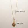 Wholesale Jewelry IG Style Vintage Style French Style Sun Oval Water Droplets 304 Stainless Steel Natural Stone 18K Gold Plated Inlay Pendant Necklace