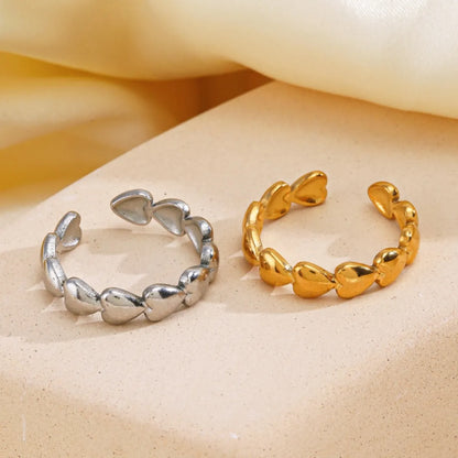 304 Stainless Steel 18K Gold Plated Lady Classic Style Commute Heart Heart Shape Open Rings