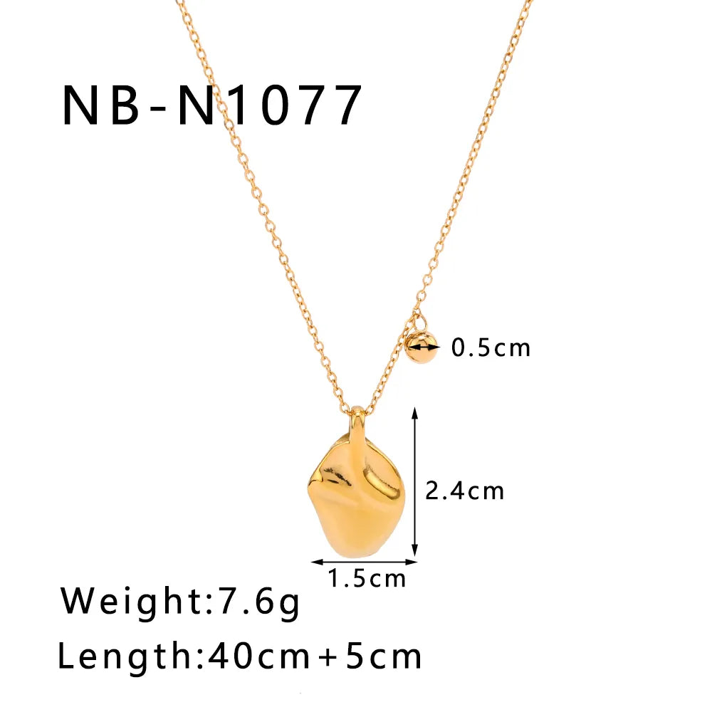 304 Stainless Steel 18K Gold Plated Luxurious Romantic Asymmetrical Plating Solid Color Pendant Necklace