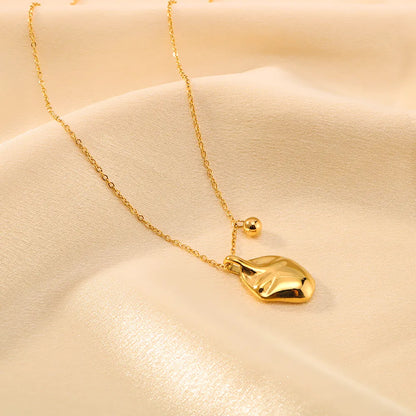 304 Stainless Steel 18K Gold Plated Luxurious Romantic Asymmetrical Plating Solid Color Pendant Necklace