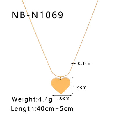 304 Stainless Steel 18K Gold Plated Luxurious Romantic Plating Heart Shape Pendant Necklace