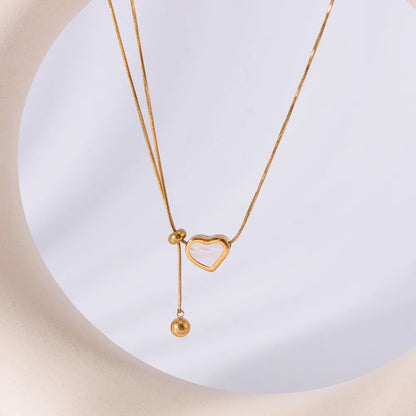 304 Stainless Steel 18K Gold Plated Luxurious Romantic Plating Heart Shape Pendant Necklace