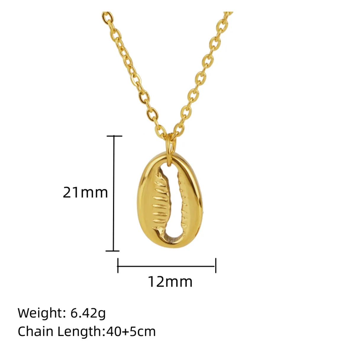 304 Stainless Steel 18K Gold Plated Marine Style Beach Plating Shell Pendant Necklace