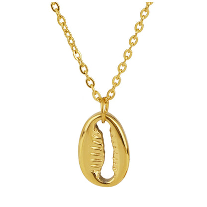 304 Stainless Steel 18K Gold Plated Marine Style Beach Plating Shell Pendant Necklace