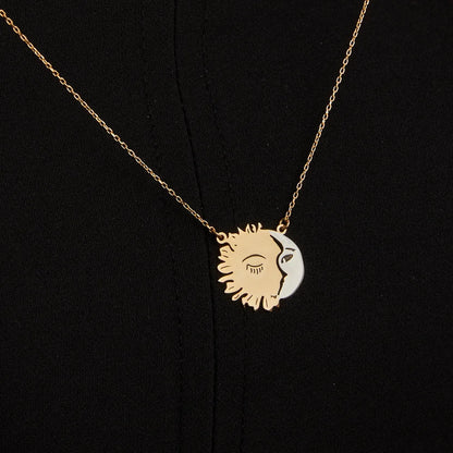 Wholesale Jewelry Modern Style Classic Style Commute Sun Moon 304 Stainless Steel None 18K Gold Plated Pendant Necklace