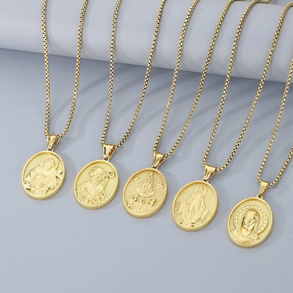 304 Stainless Steel 18K Gold Plated Modern Style Classic Style Human Round Pendant Necklace