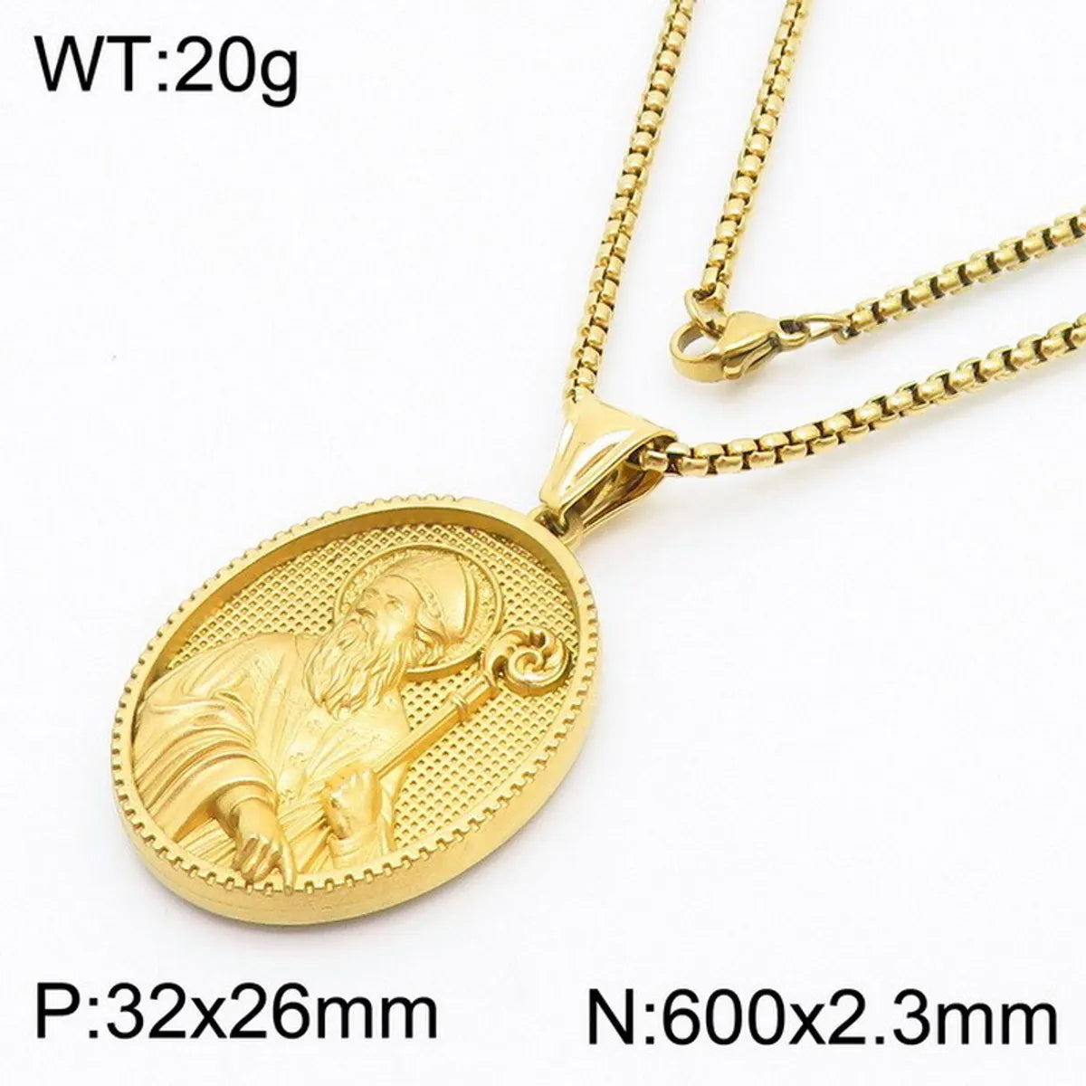 304 Stainless Steel 18K Gold Plated Modern Style Classic Style Human Round Pendant Necklace