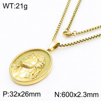 304 Stainless Steel 18K Gold Plated Modern Style Classic Style Human Round Pendant Necklace