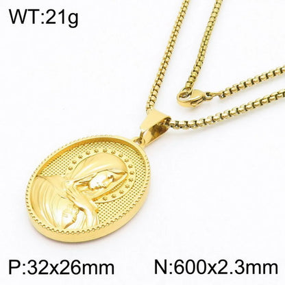 304 Stainless Steel 18K Gold Plated Modern Style Classic Style Human Round Pendant Necklace