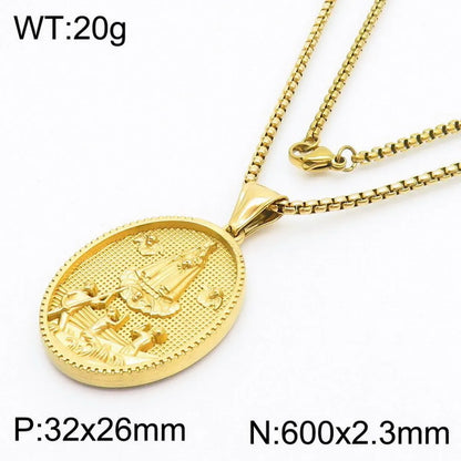 304 Stainless Steel 18K Gold Plated Modern Style Classic Style Human Round Pendant Necklace