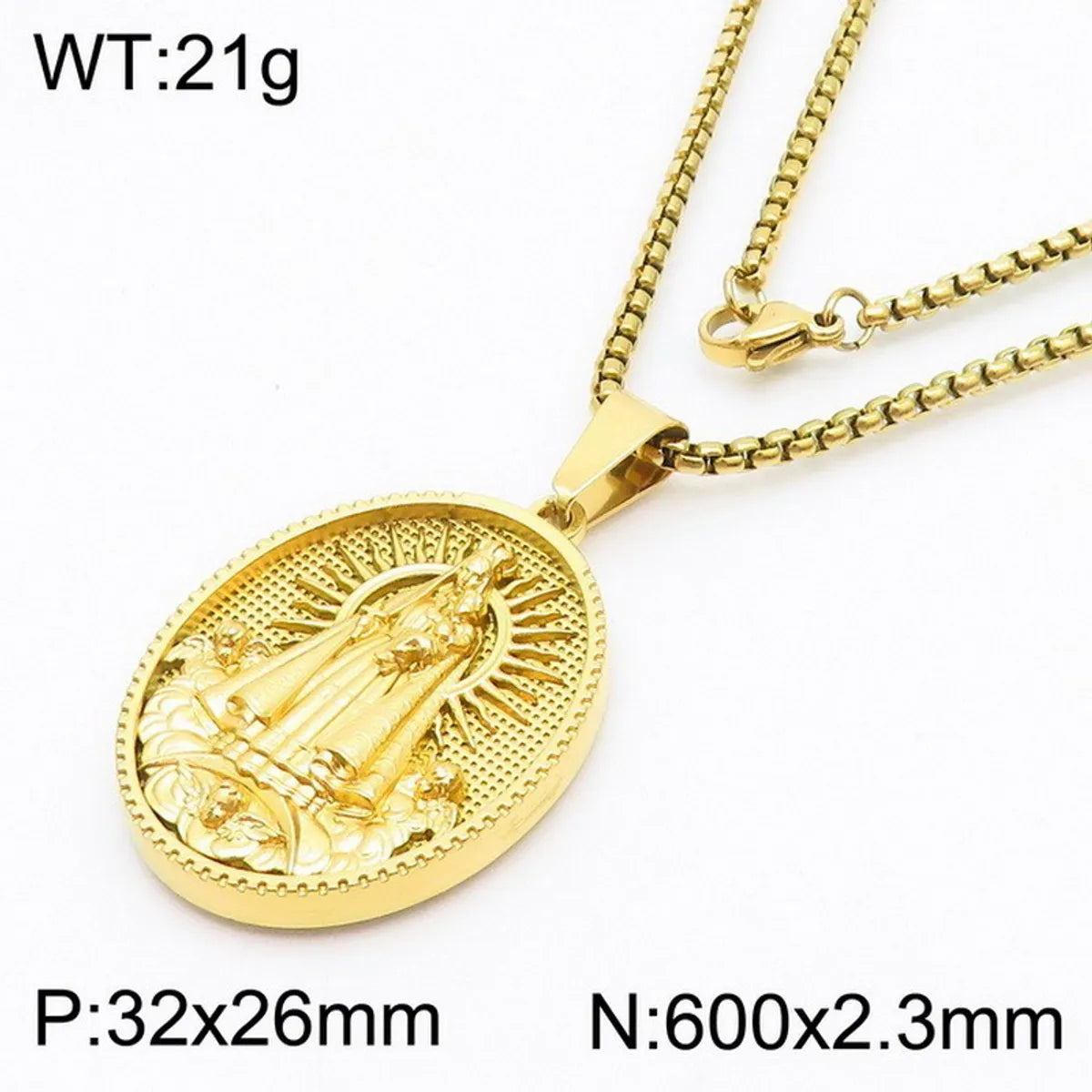 304 Stainless Steel 18K Gold Plated Modern Style Classic Style Human Round Pendant Necklace