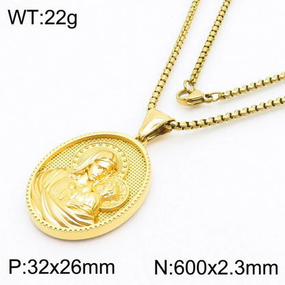 304 Stainless Steel 18K Gold Plated Modern Style Classic Style Human Round Pendant Necklace