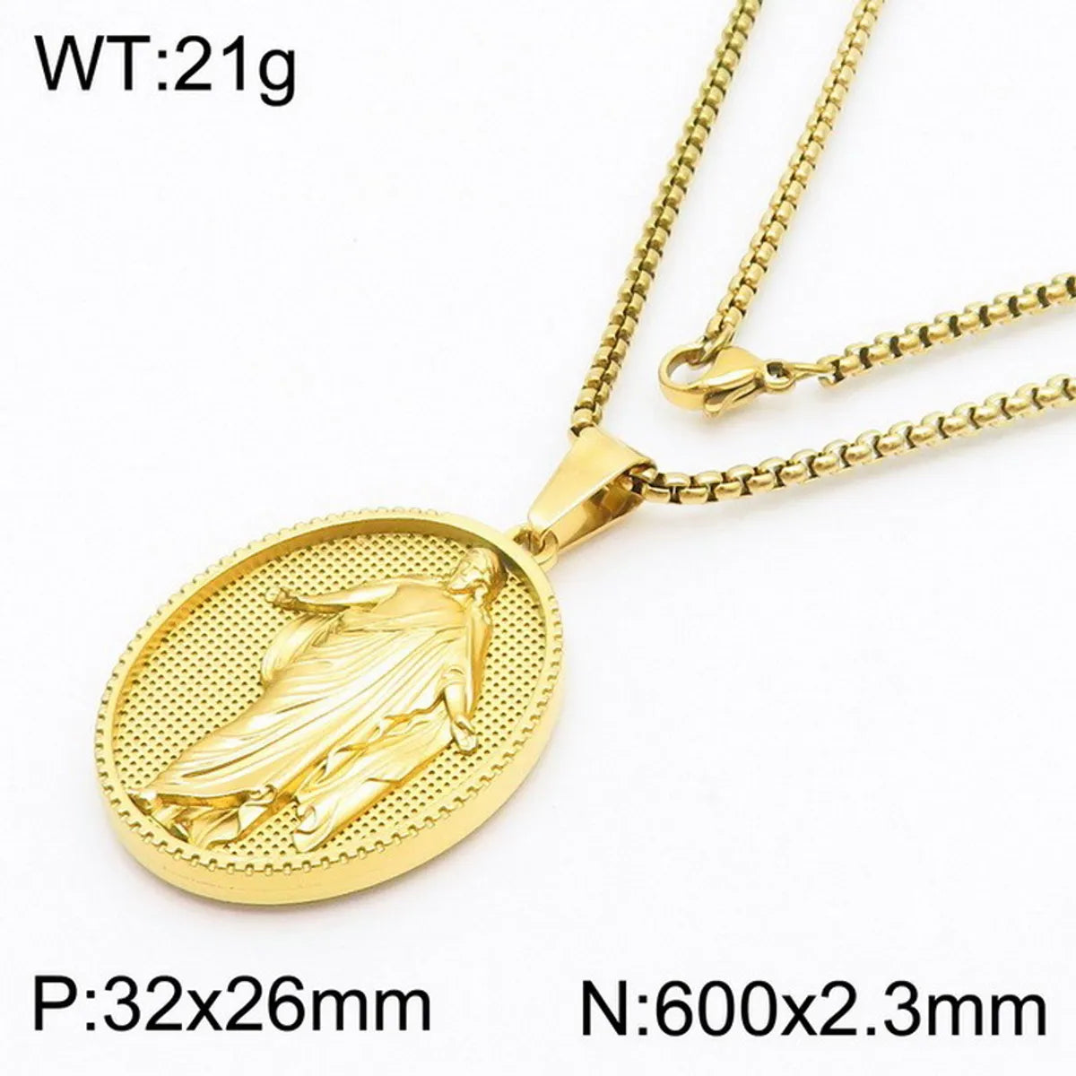 304 Stainless Steel 18K Gold Plated Modern Style Classic Style Human Round Pendant Necklace