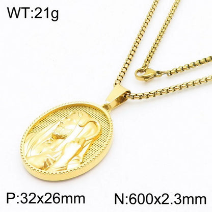 304 Stainless Steel 18K Gold Plated Modern Style Classic Style Human Round Pendant Necklace