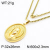 304 Stainless Steel 18K Gold Plated Modern Style Classic Style Human Round Pendant Necklace