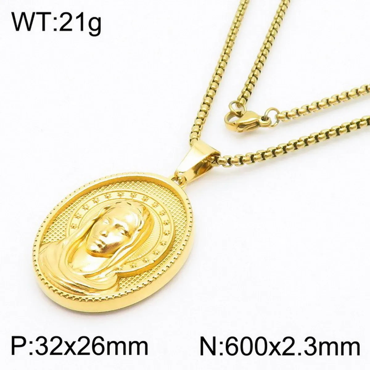 304 Stainless Steel 18K Gold Plated Modern Style Classic Style Human Round Pendant Necklace