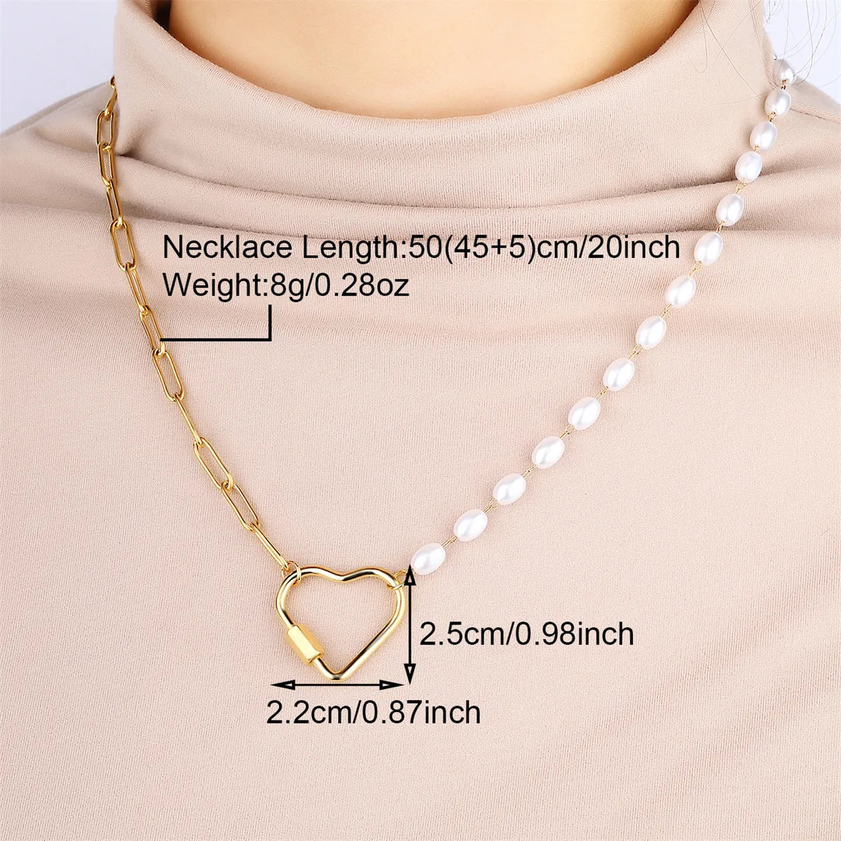 Wholesale Jewelry Modern Style Classic Style Sun Heart Shape 304 Stainless Steel Artificial Pearls 18K Gold Plated Inlay Pendant Necklace