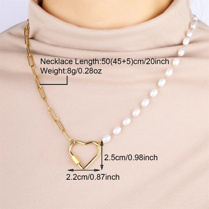 Wholesale Jewelry Modern Style Classic Style Sun Heart Shape 304 Stainless Steel Artificial Pearls 18K Gold Plated Inlay Pendant Necklace