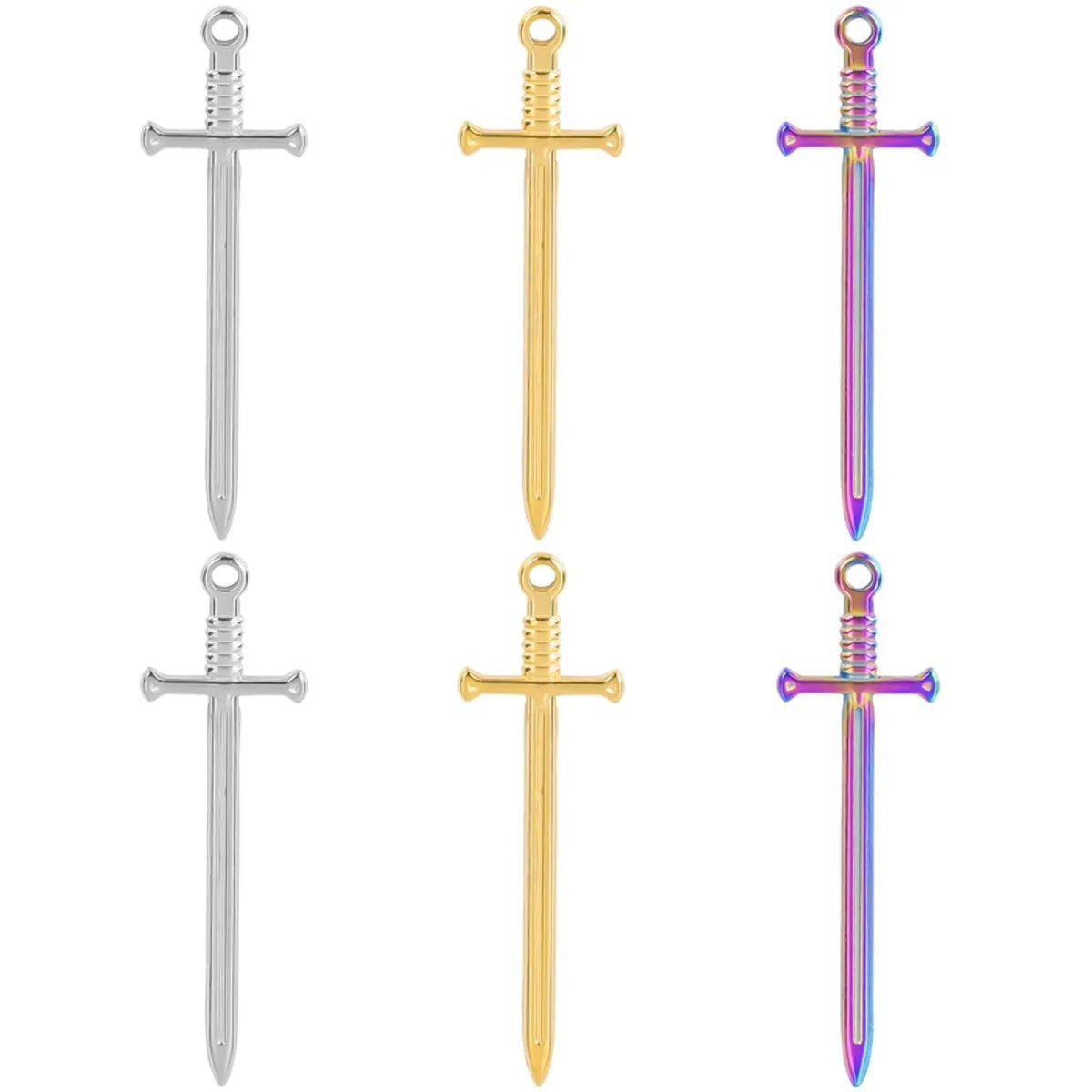 304 Stainless Steel 18K Gold Plated Modern Style Simple Style Classic Style Plating Sword Pendant Necklace