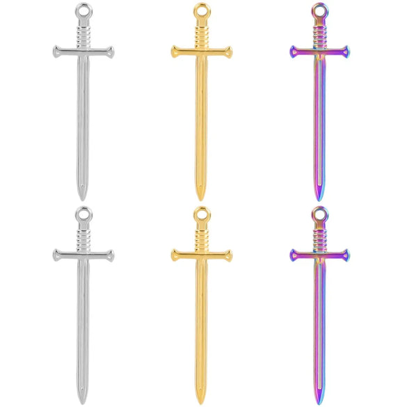 304 Stainless Steel 18K Gold Plated Modern Style Simple Style Classic Style Plating Sword Pendant Necklace