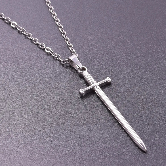 304 Stainless Steel 18K Gold Plated Modern Style Simple Style Classic Style Plating Sword Pendant Necklace