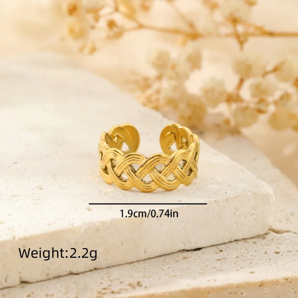 304 Stainless Steel 18K Gold Plated Modern Style Simple Style Geometric Solid Color Open Rings
